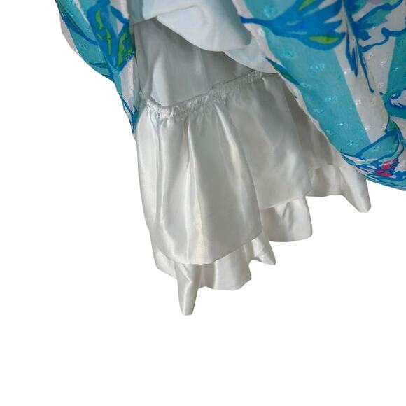 Lilly Pulitzer Tossing The Line Posey Fit Blue Stripe Floral Dress Size 4 - Picture 5 of 7